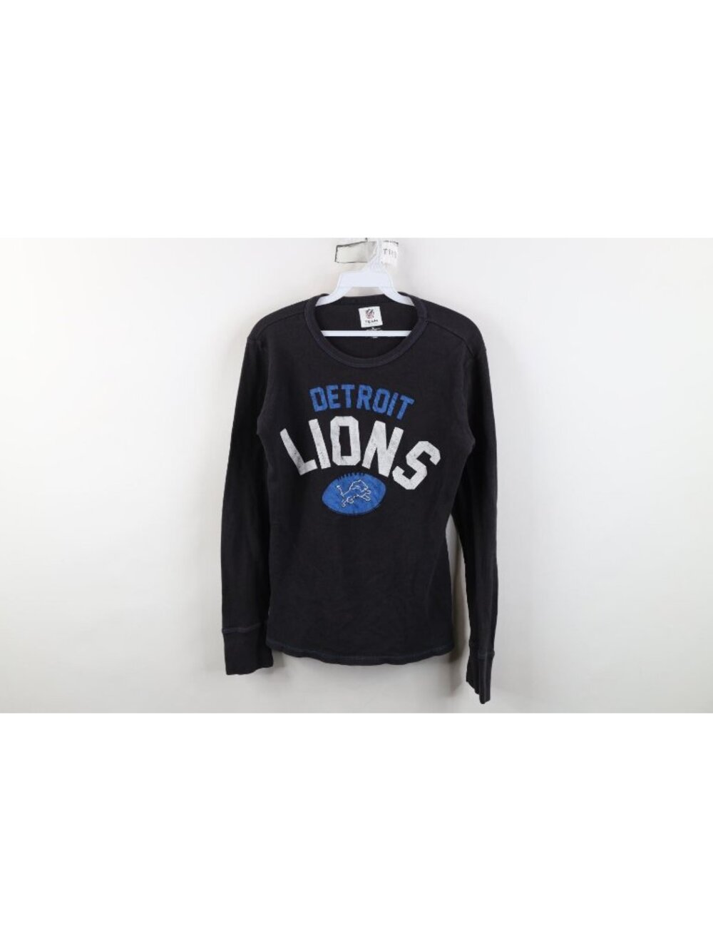 Vintage Y2K Detroit Lions Football Thermal Waffle Knit T-Shirt Womens L Black